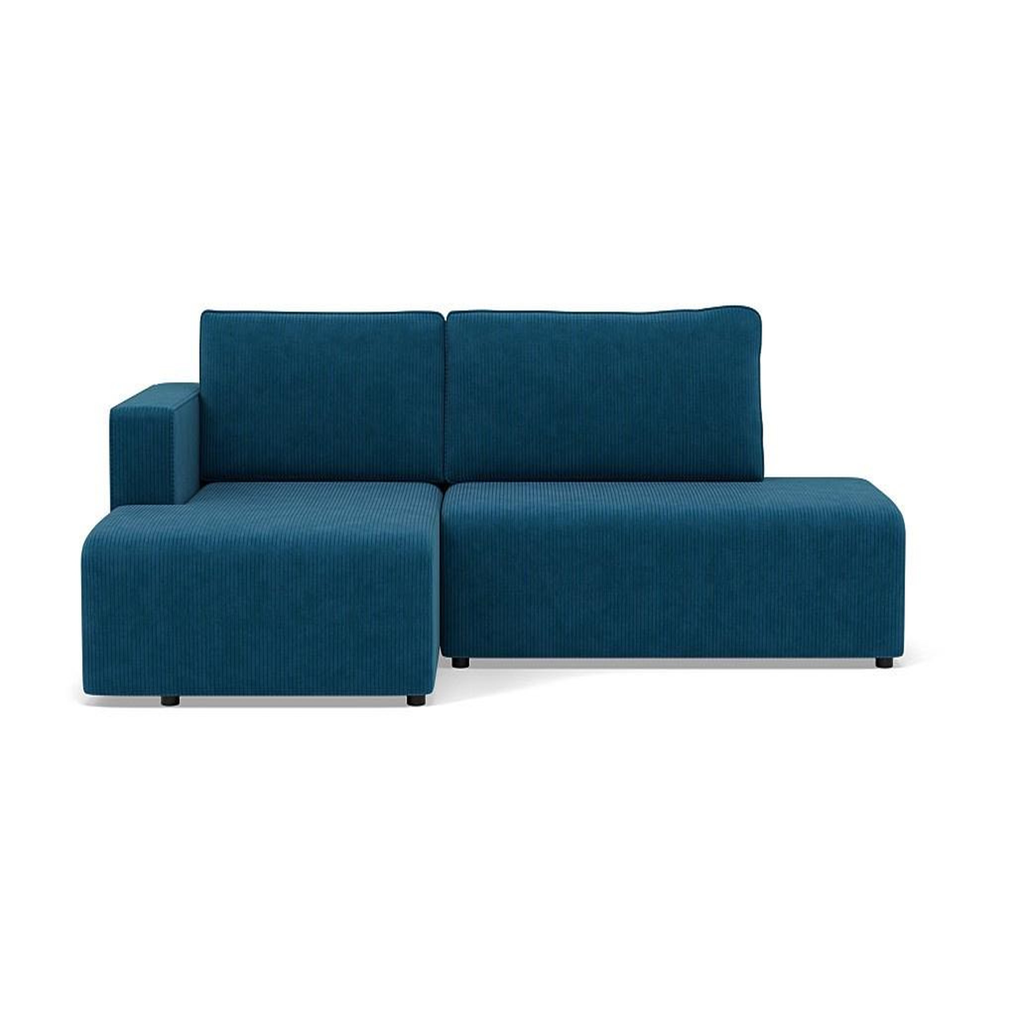 BEST MOBILIER Topaze - canapé d'angle gauche 4 places convertible avec coffre en velours côtelé. Coloris disponibles : Orange, Beige, Noir, Gris, Vert, Bleu