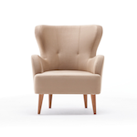 CONCEPT USINE Fauteuil en velours beige avec accoudoirs SMITH