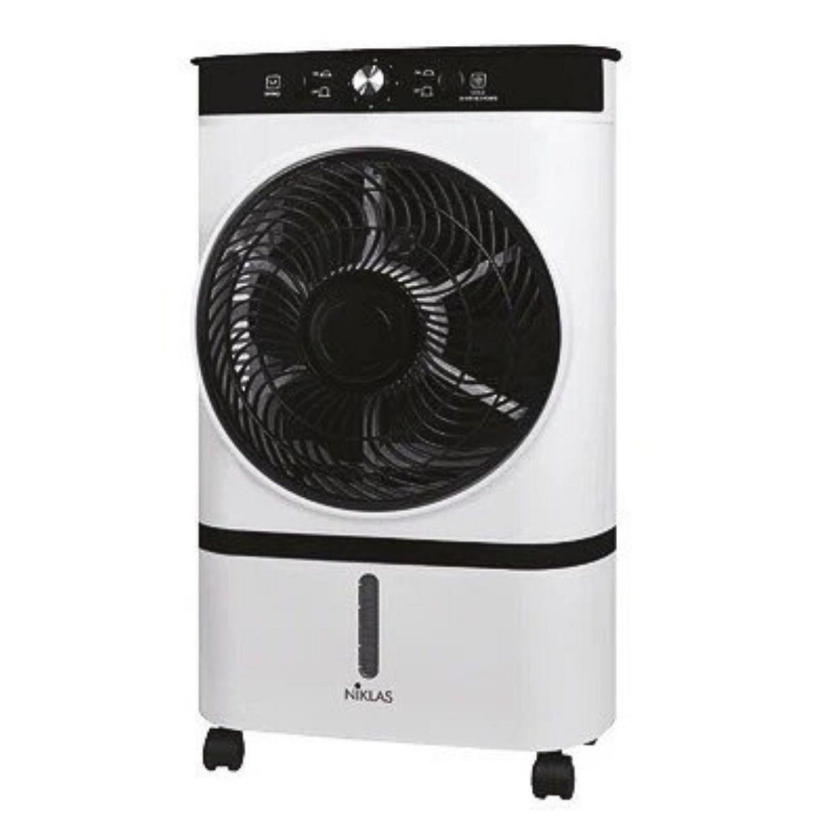 NIKLAS Rafraichisseur d'air Ventilateur sur roulettes 65W Réservoir 7L 3 Vitesses - Anti Canicule NIKLAS