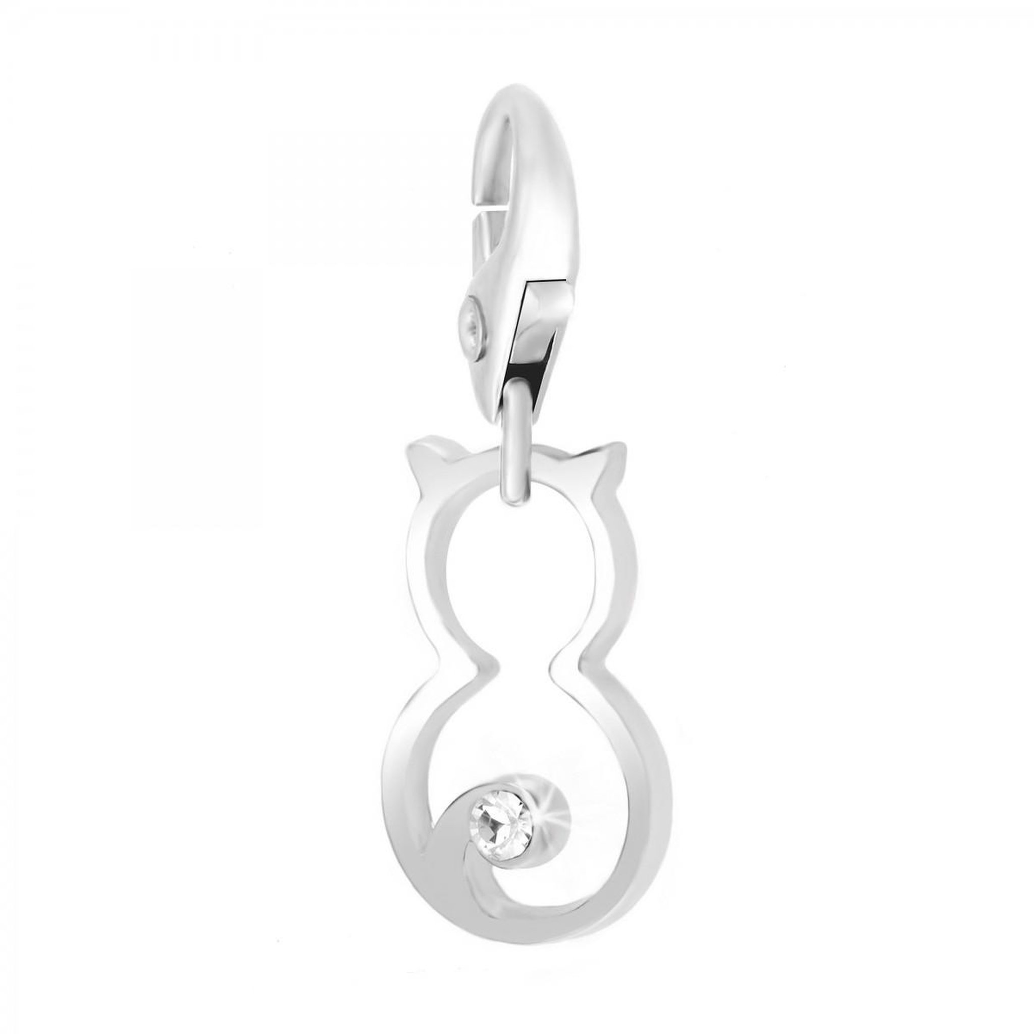 SC CRYSTAL Charm chat argenté SC Crystal orné de Cristaux scintillants