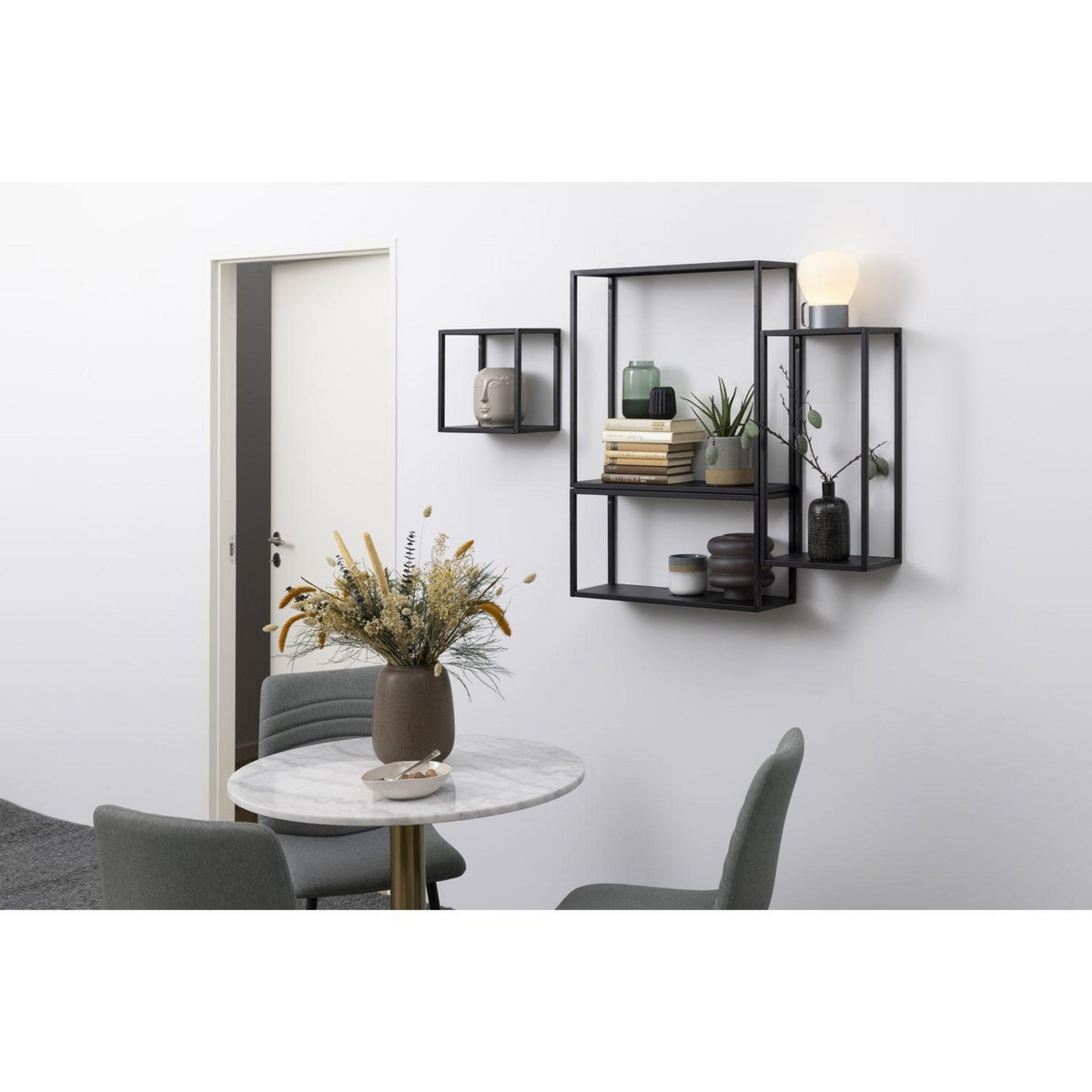 TOILINUX Grande Etagère murale rectangulaire Célong 2 tablettes en métal - L.30cm x H.60cm - Noir