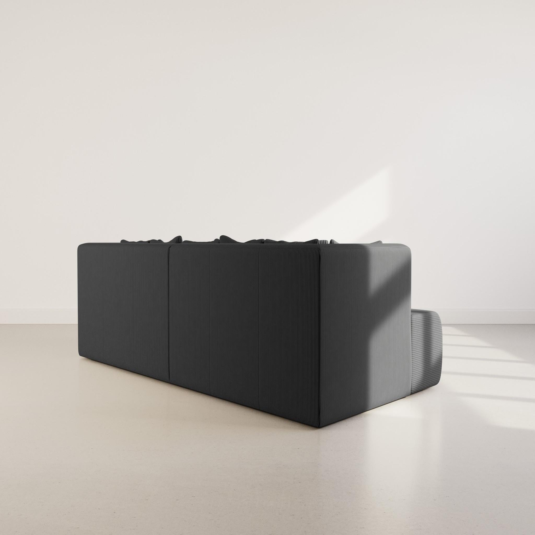 Voir la diapositive 5 : LISA DESIGN Onyx - canapé droit 4 places avec double méridienne - assise profonde - en velours côtelé