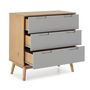 Voir la diapositive 2 : VS VENTA-STOCK Commode de nuit Bruce avec 3 tiroirs, bois massif, 80 cm Largeur