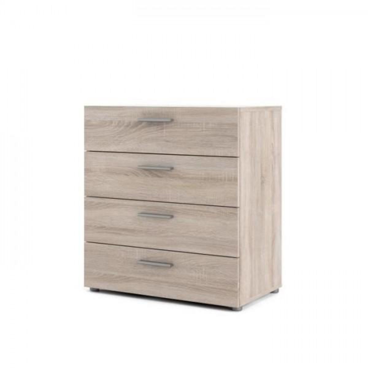 TVILUM Commode NASH 4 tiroirs - Décor Chene Truffe - L 80 x P 40 x H 68,5 cm