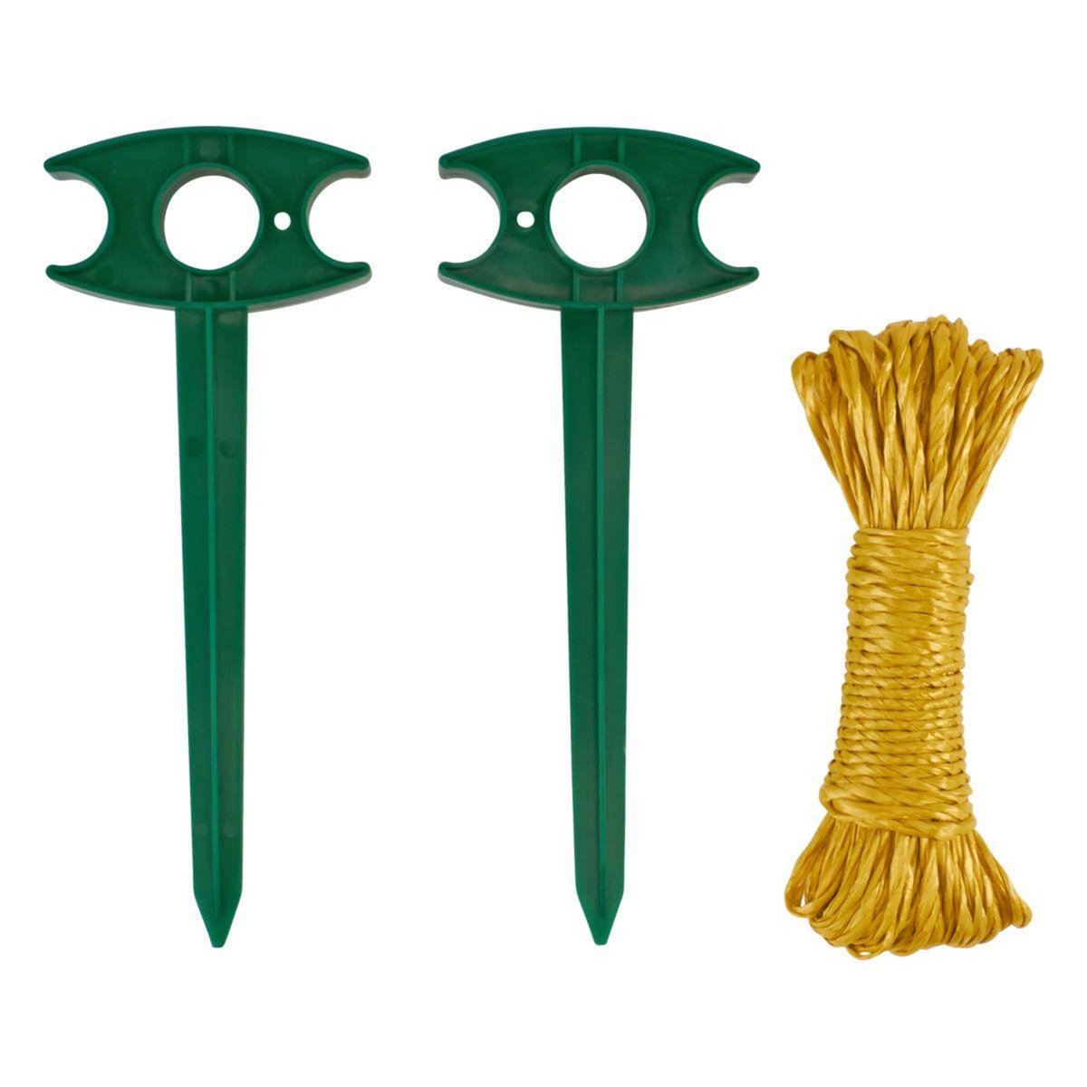 GARDENSTAR Corde jaune de 15m + 2 piquets verts 
