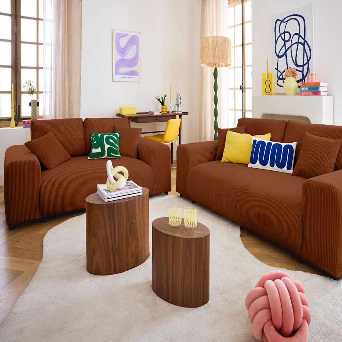 LISA DESIGN Garance - canapé droit 3 places - en velours côtelé