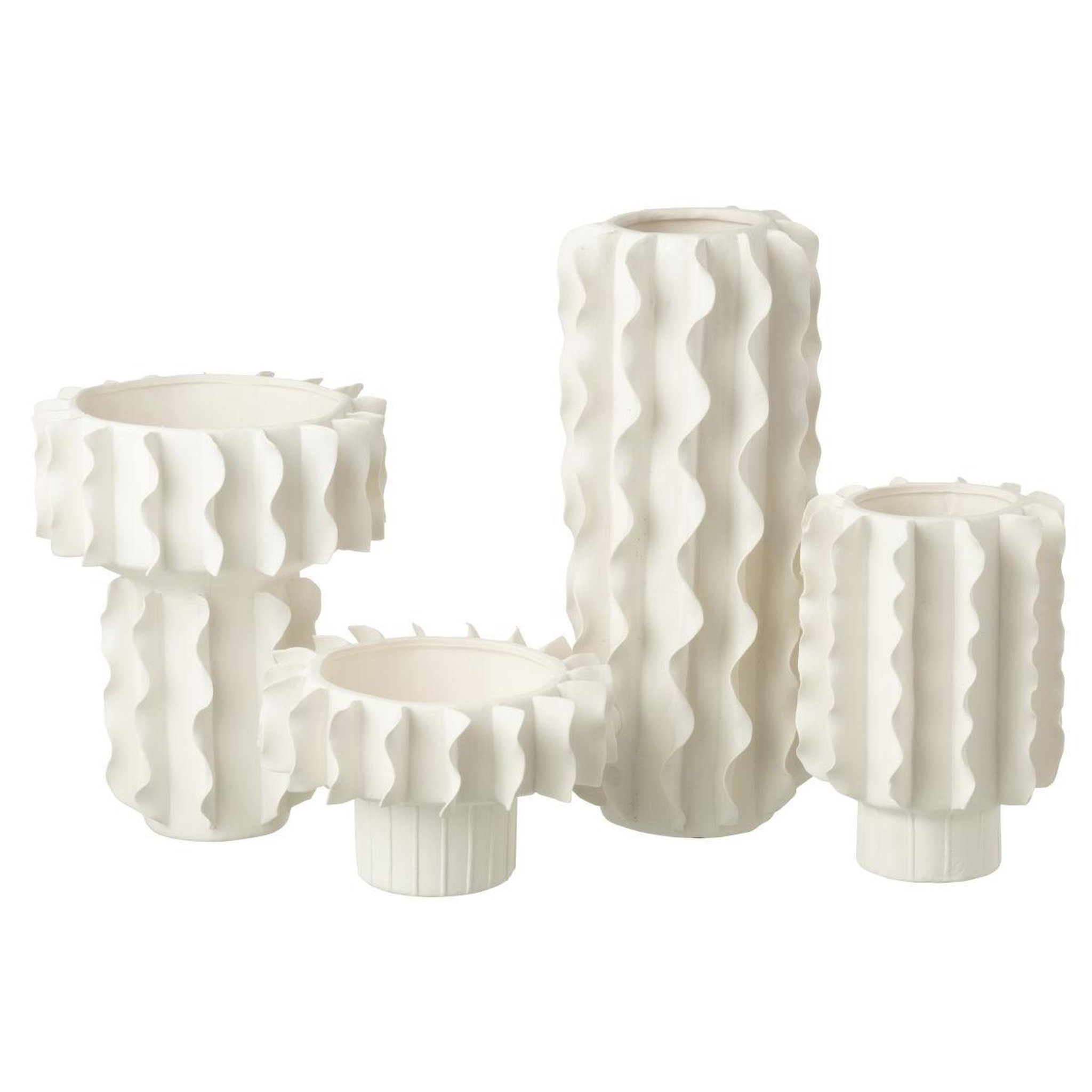 Voir la diapositive 2 : J-LINE Vase cylindrique en céramique  helix  44cm blanc