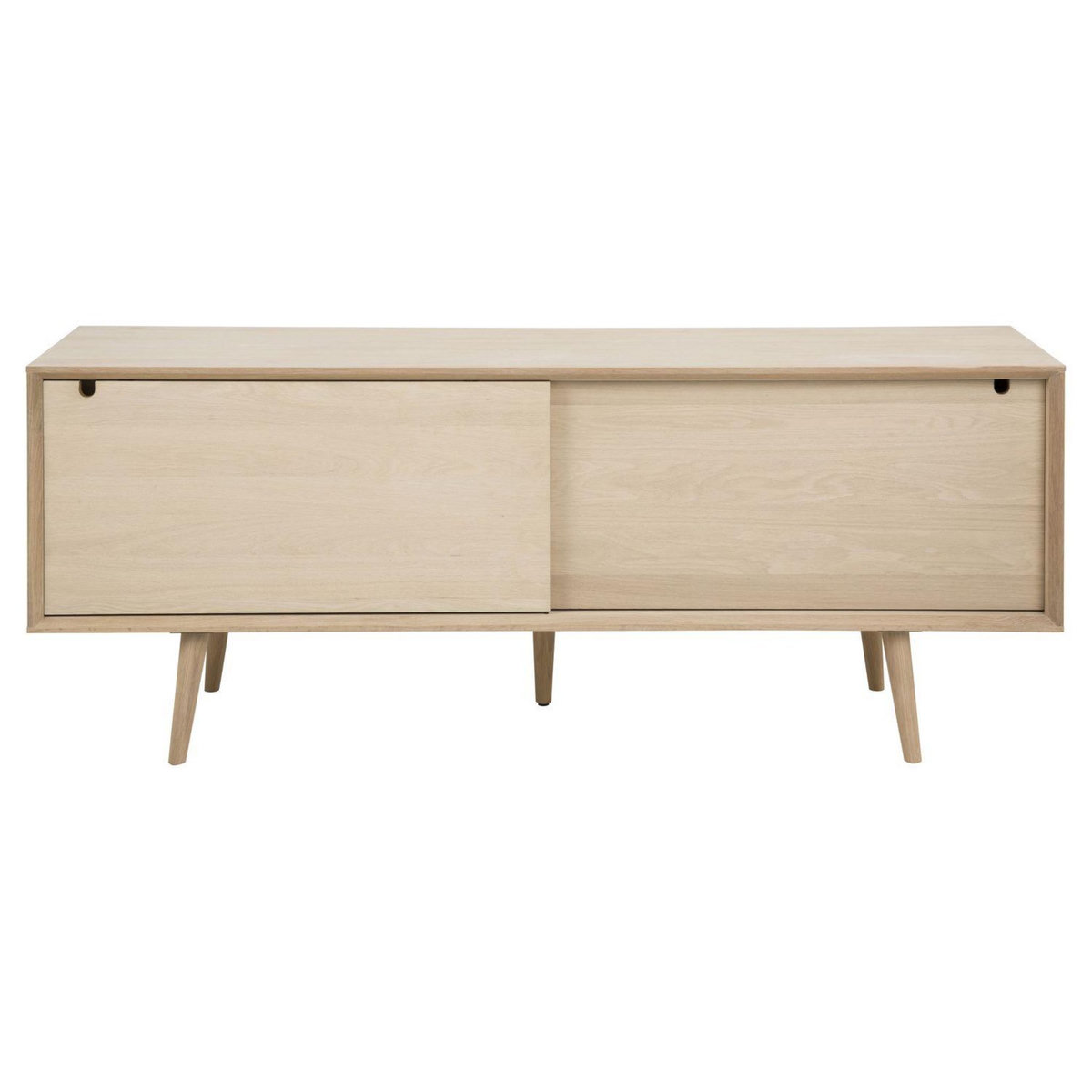 TOILINUX Buffet 5 tiroirs et 2 portes coulissantes en panneaux de particules - Beige