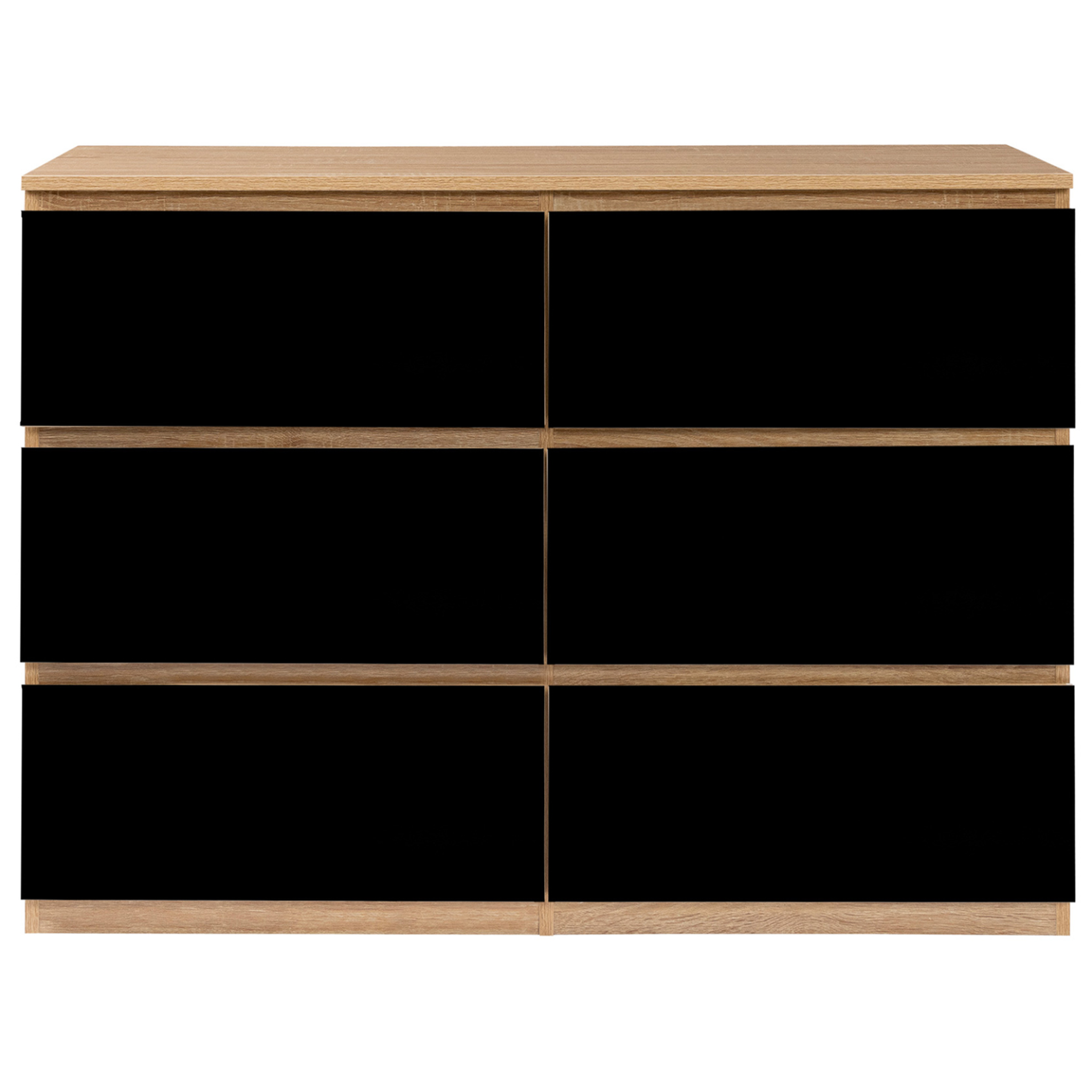 Voir la diapositive 3 : ID MARKET Commode 6 tiroirs tomi 110 cm bois façon hêtre et noir