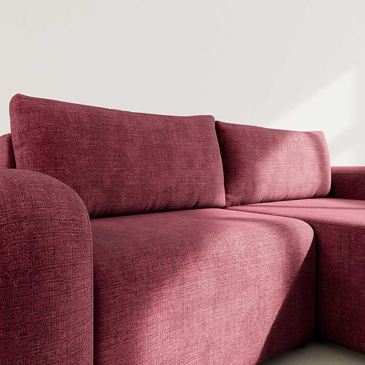 BEST MOBILIER Rebecca - canapé d'angle droit 4 places convertible avec coffre en velours texturé