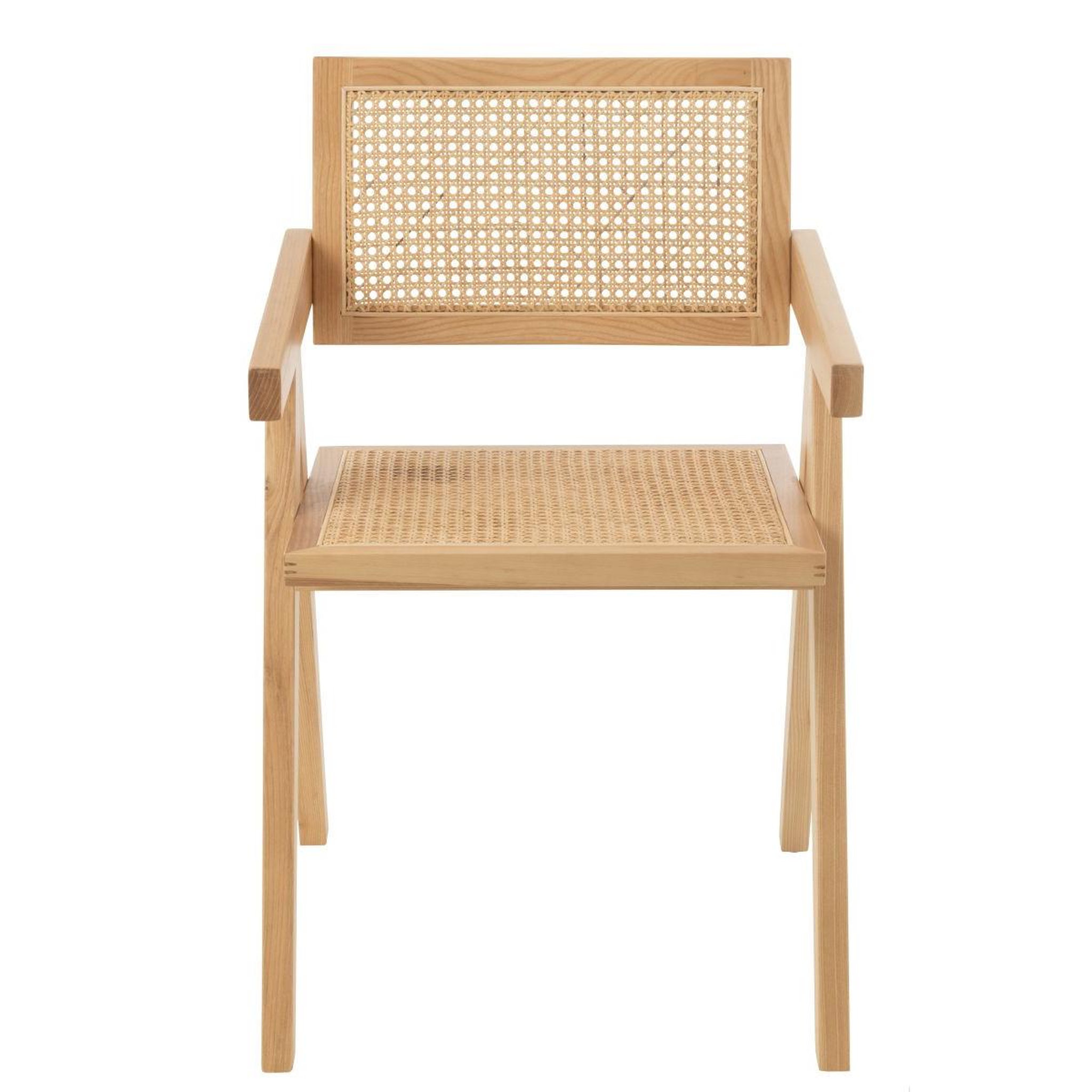 Voir la diapositive 2 : J-LINE Chaise cannage en bois  grid  80cm naturel
