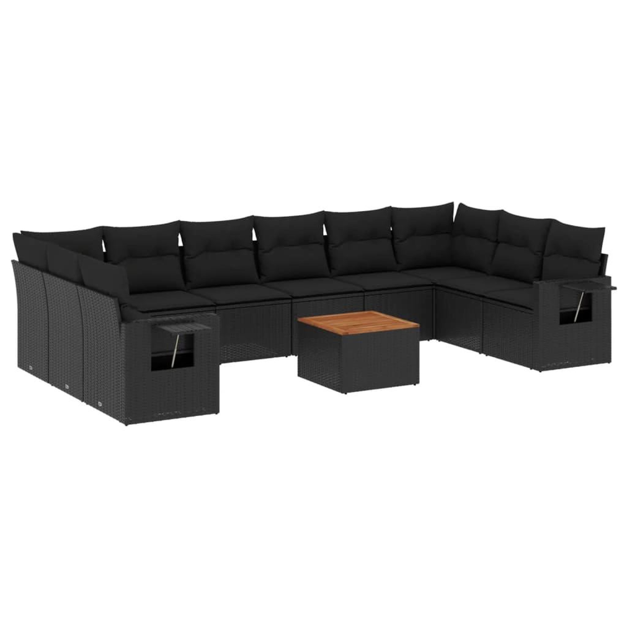 Voir la diapositive 2 : VIDAXL Salon de jardin 11 pcs avec coussins noir resine tressee
