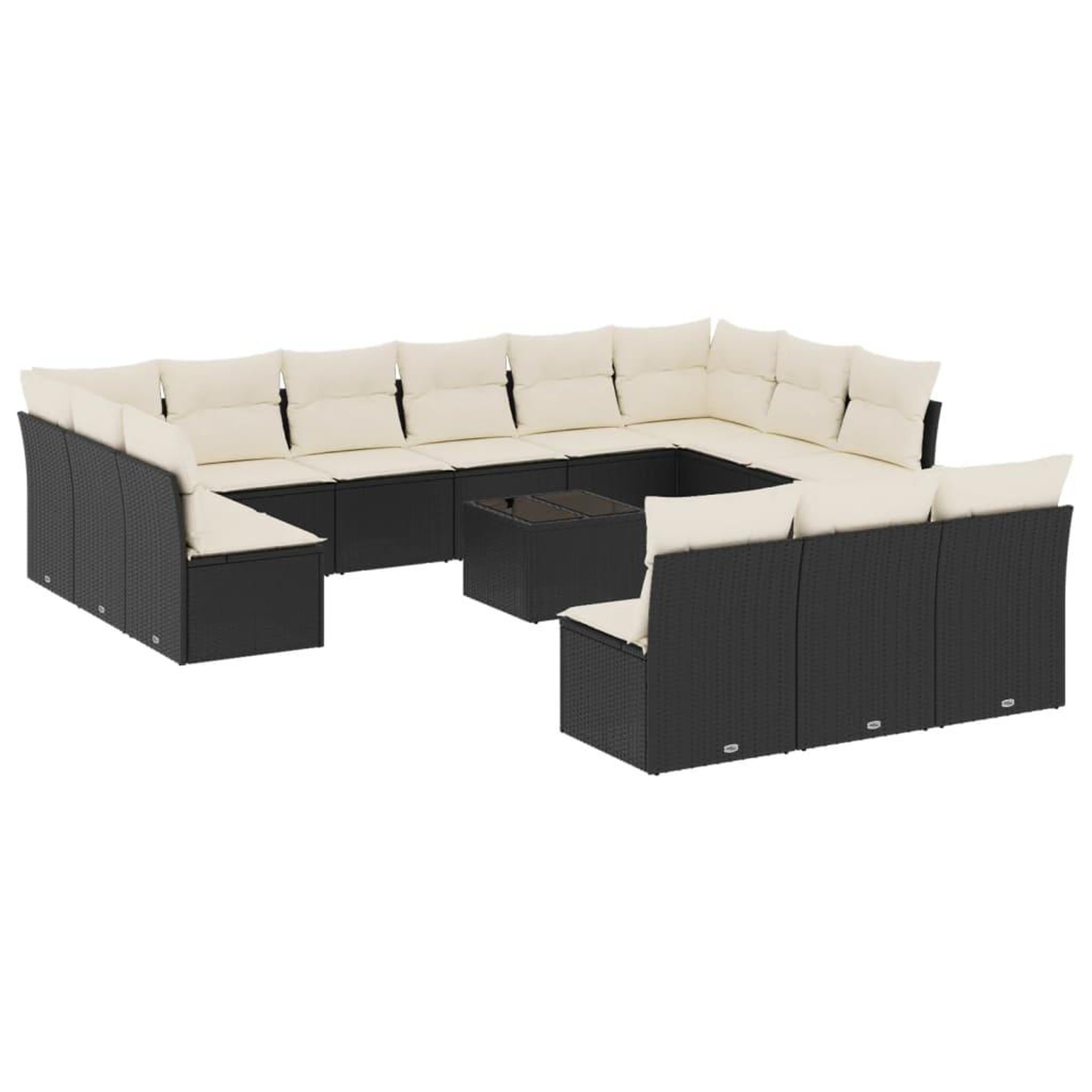 Voir la diapositive 2 : VIDAXL Salon de jardin avec coussins 14 pcs noir resine tressee