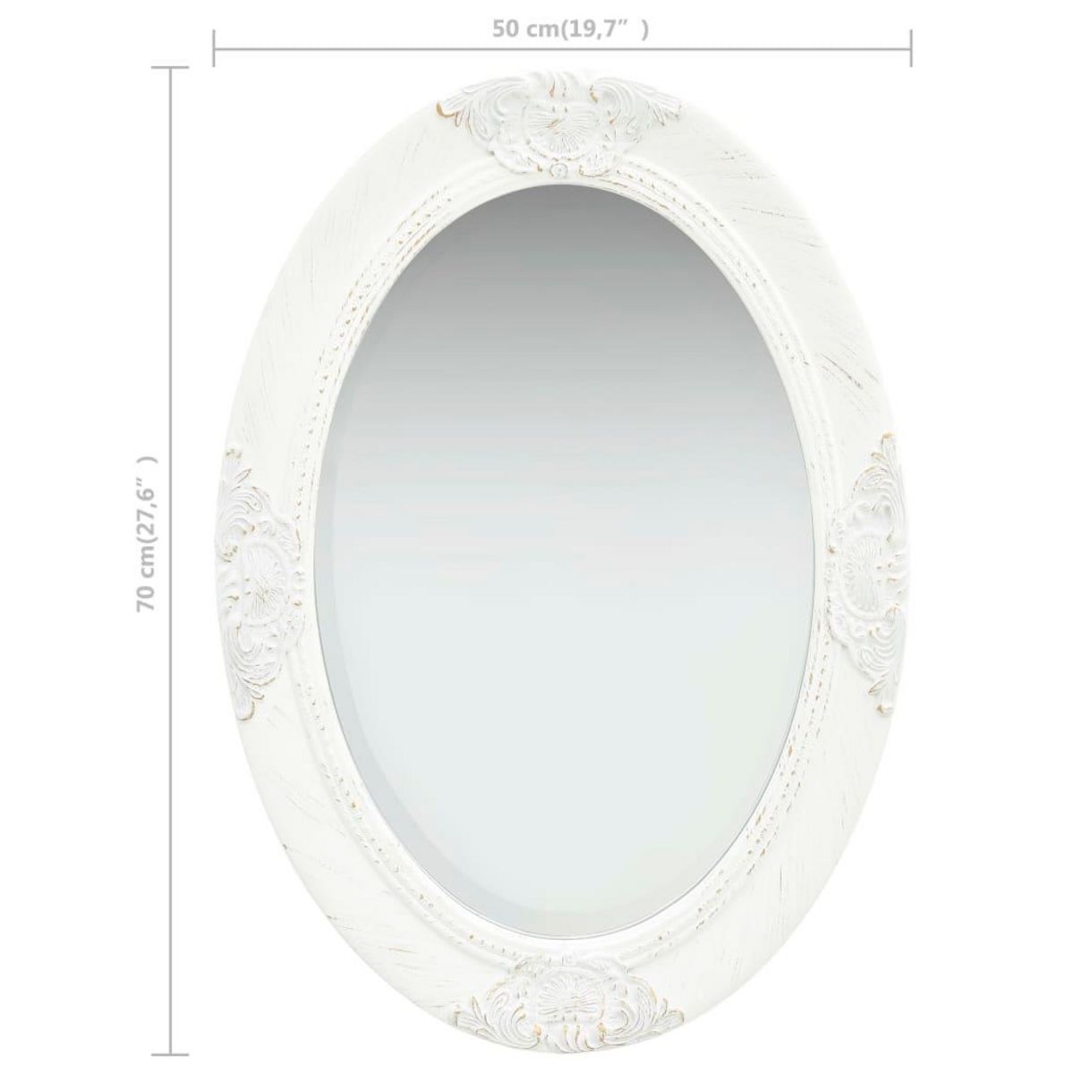 VIDAXL Miroir mural style baroque 50x70 cm Blanc