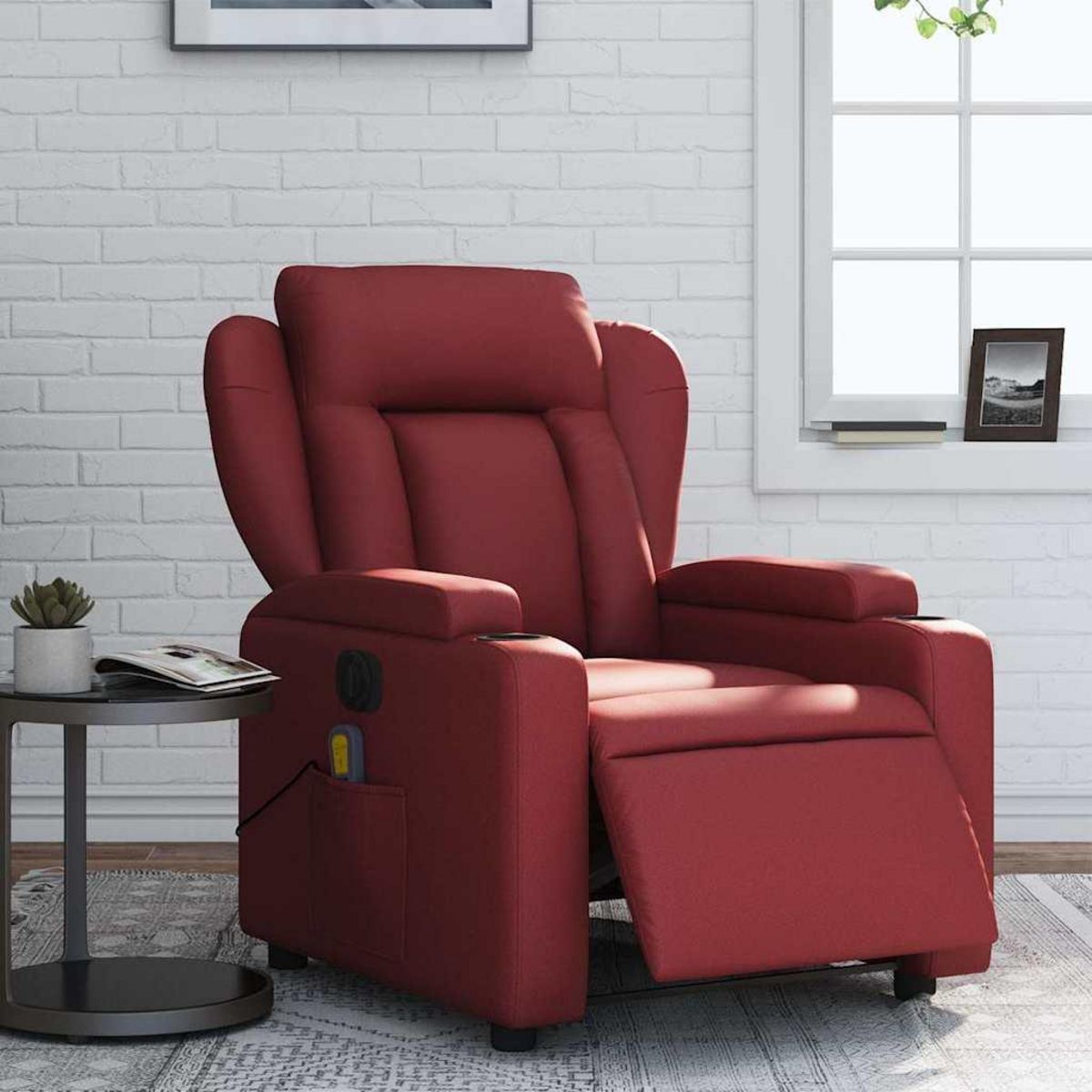 VIDAXL Fauteuil de massage inclinable electrique rouge bordeaux