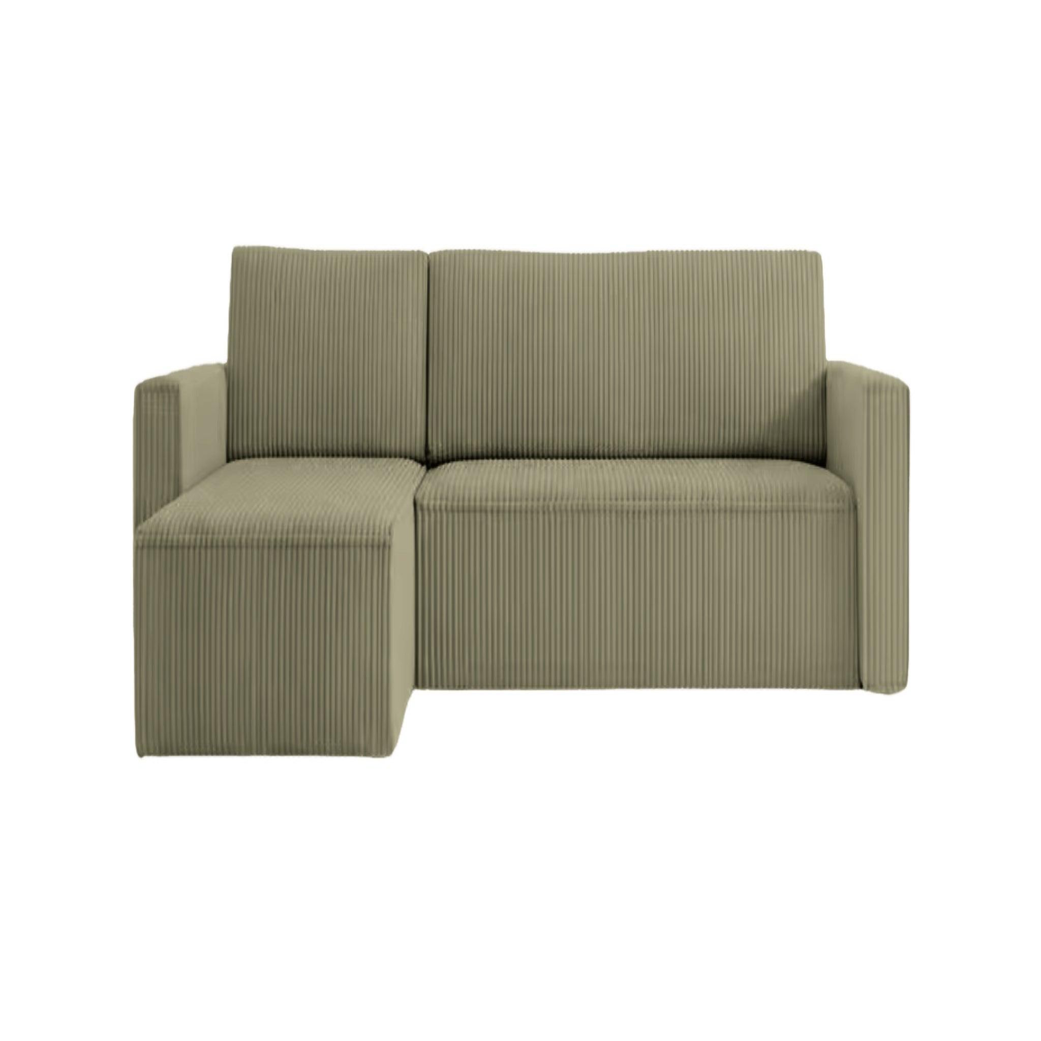 CASANOVA PARIS Maurie - canapé d'angle petit velours côtelé. Coloris disponibles : Gris, Orange, Vert, Bleu, Beige, Jaune