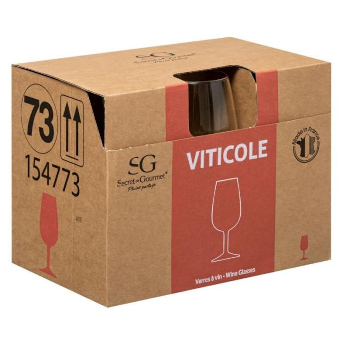 SECRET DE GOURMET Lot de 6 Verres à Vin  Viticole  21cl Transparent