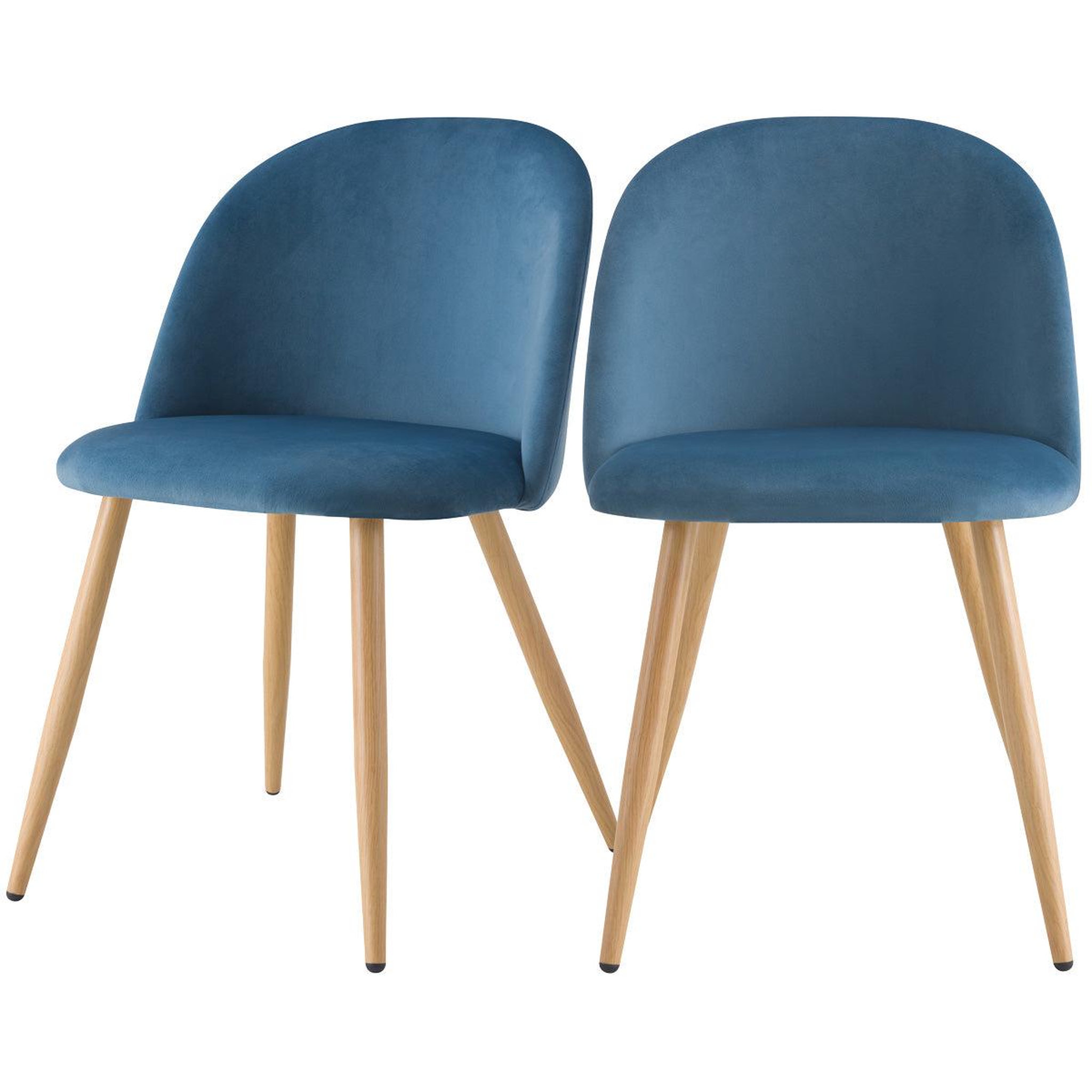 MAISON PAVANE Lot de 2 chaises en velours bleu et pieds en métal-cozy