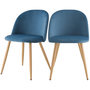 Voir la diapositive 1 : MAISON PAVANE Lot de 2 chaises en velours bleu et pieds en métal-Cozy