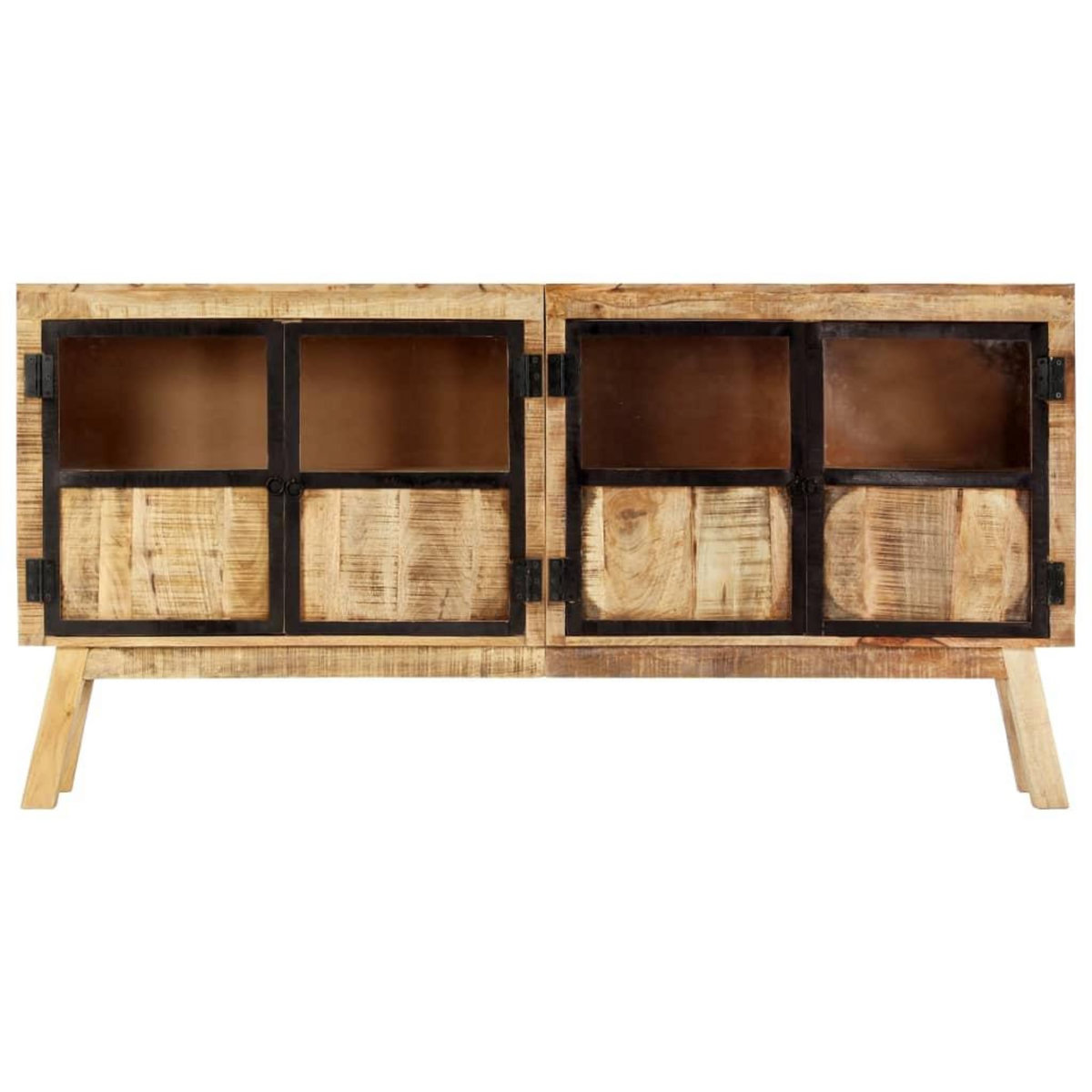 VIDAXL Buffet Marron et noir 160x30x80 cm Bois de manguier solide brut