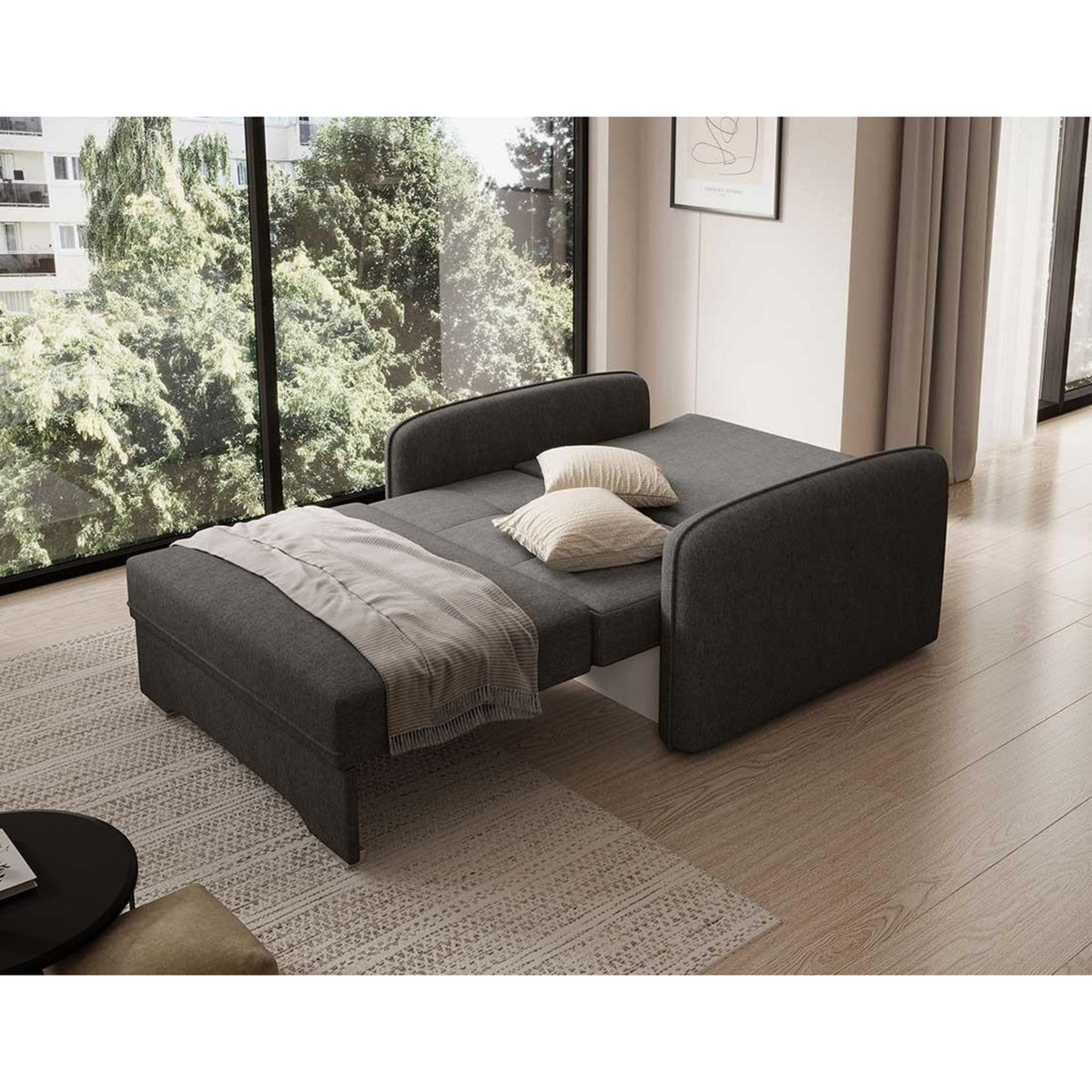 BEST MOBILIER Michelle - fauteuil convertible avec coffre en velours