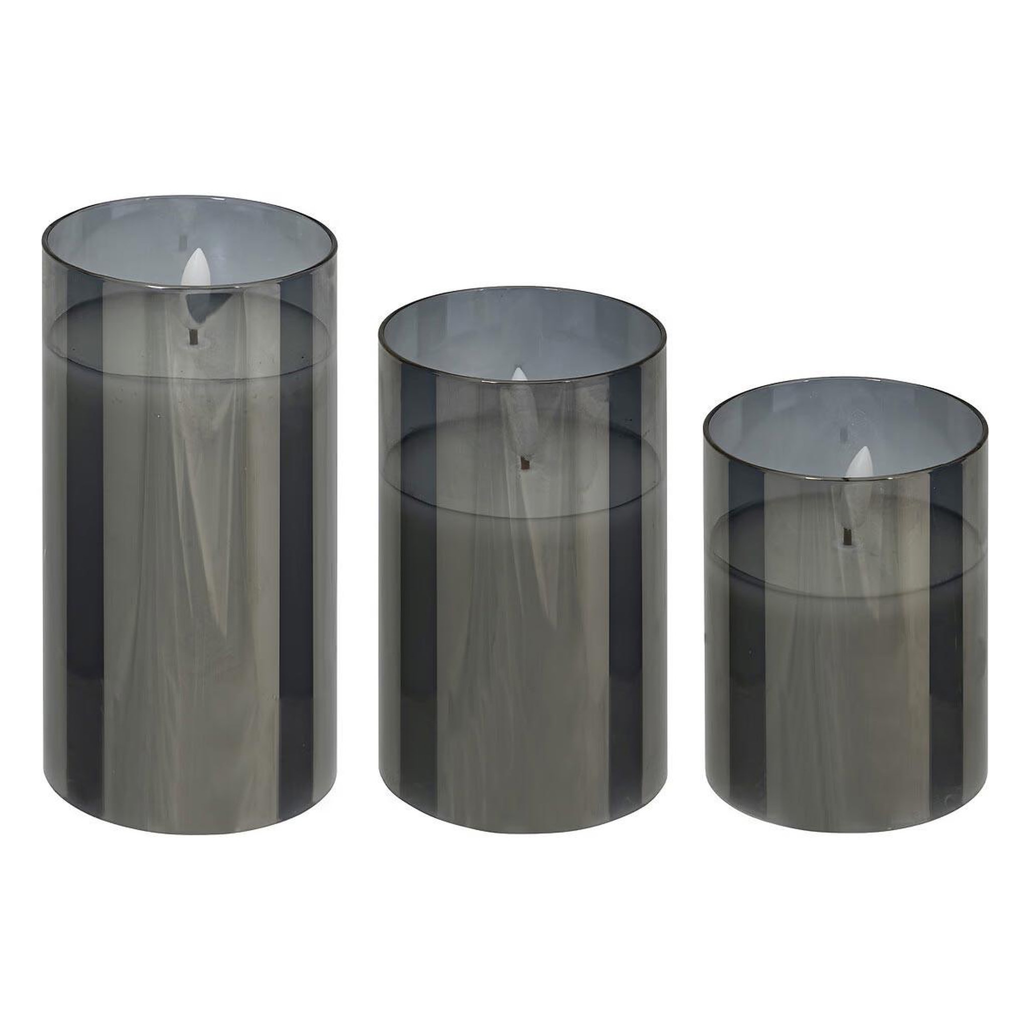 ATMOSPHERA Lot de 3 bougies led en verre  sena  15cm noir