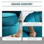 Voir la diapositive 6 : HOMCOM Fauteuil coquillage fauteuil design dim. 79L x 77l x 77H cm pieds dorés effilés velours bleu canard