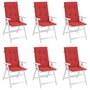 VIDAXL Coussins de chaise de jardin dossier haut lot de 6 rouge tissu