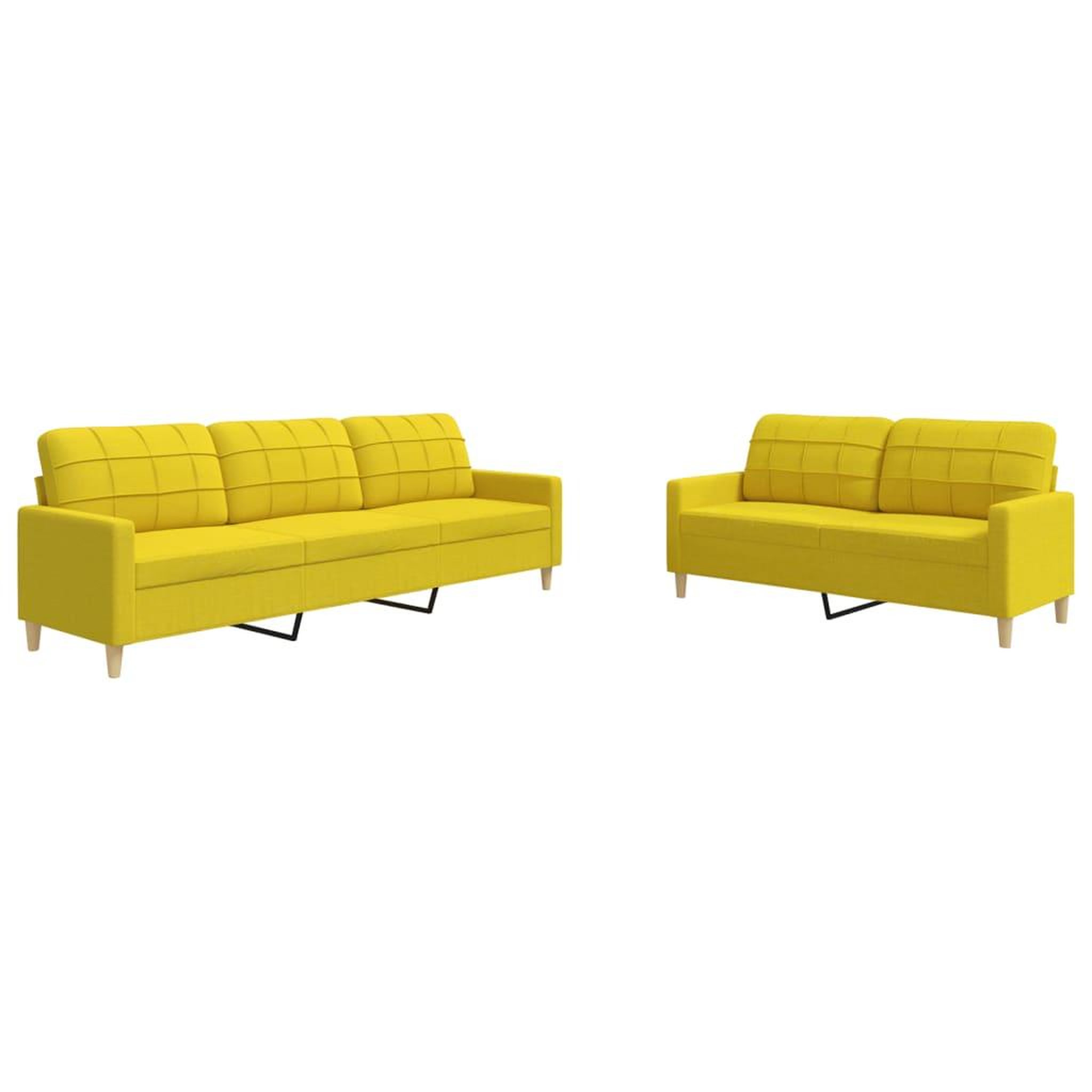 Voir la diapositive 2 : VIDAXL Ensemble de canapes 2 pcs jaune clair tissu