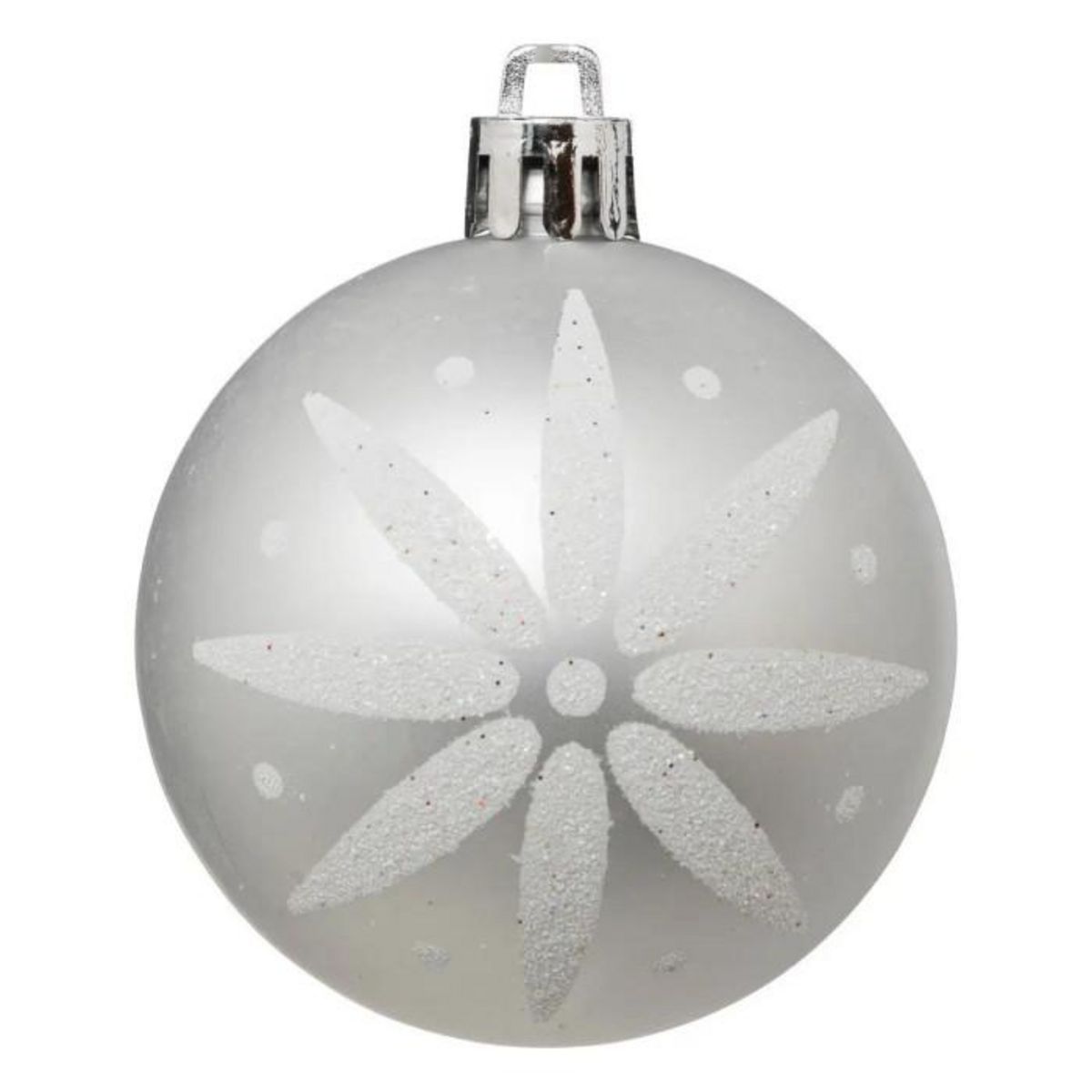 ATMOSPHERA Lot de 25 Boules de Noël  Maison des Couleurs  6cm Argent & Blanc