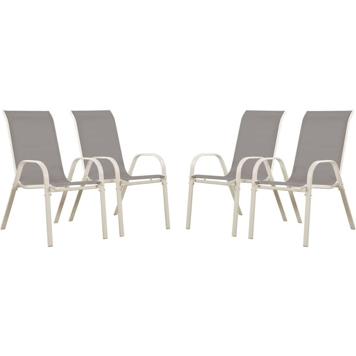 Habitat et Jardin Fauteuil jardin Textilène  Cordoba  - Phoenix - Gris clair - Lot de 4