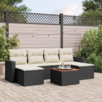VIDAXL Salon de jardin 7 pcs avec coussins noir resine tressee