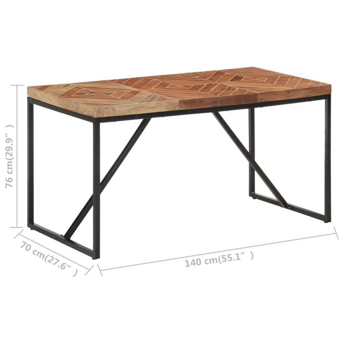 VIDAXL Table a dîner 140x70x76 cm Bois massif d'acacia et de manguier