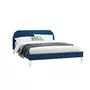 CONCEPT USINE Cadre de lit en velours bleu & pieds laiton 160x200 cm PHOENIX
