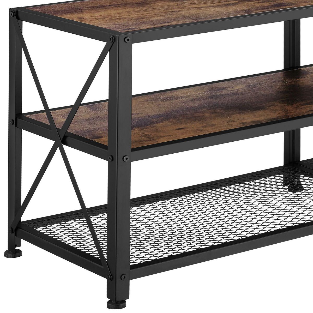 tectake Meuble TV Style industriel Bois foncé industriel, rustique