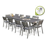 Paris Prix Ensemble Table de Jardin 10 Chaises & 2 Fauteuils  Stockholm  200-300cm Gris Anthracite