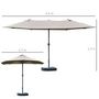 Voir la diapositive 3 : OUTSUNNY Parasol de jardin XXL parasol grande taille 4,6L x 2,7l x 2,4H cm ouverture fermeture manivelle acier polyester haute densité gris clair