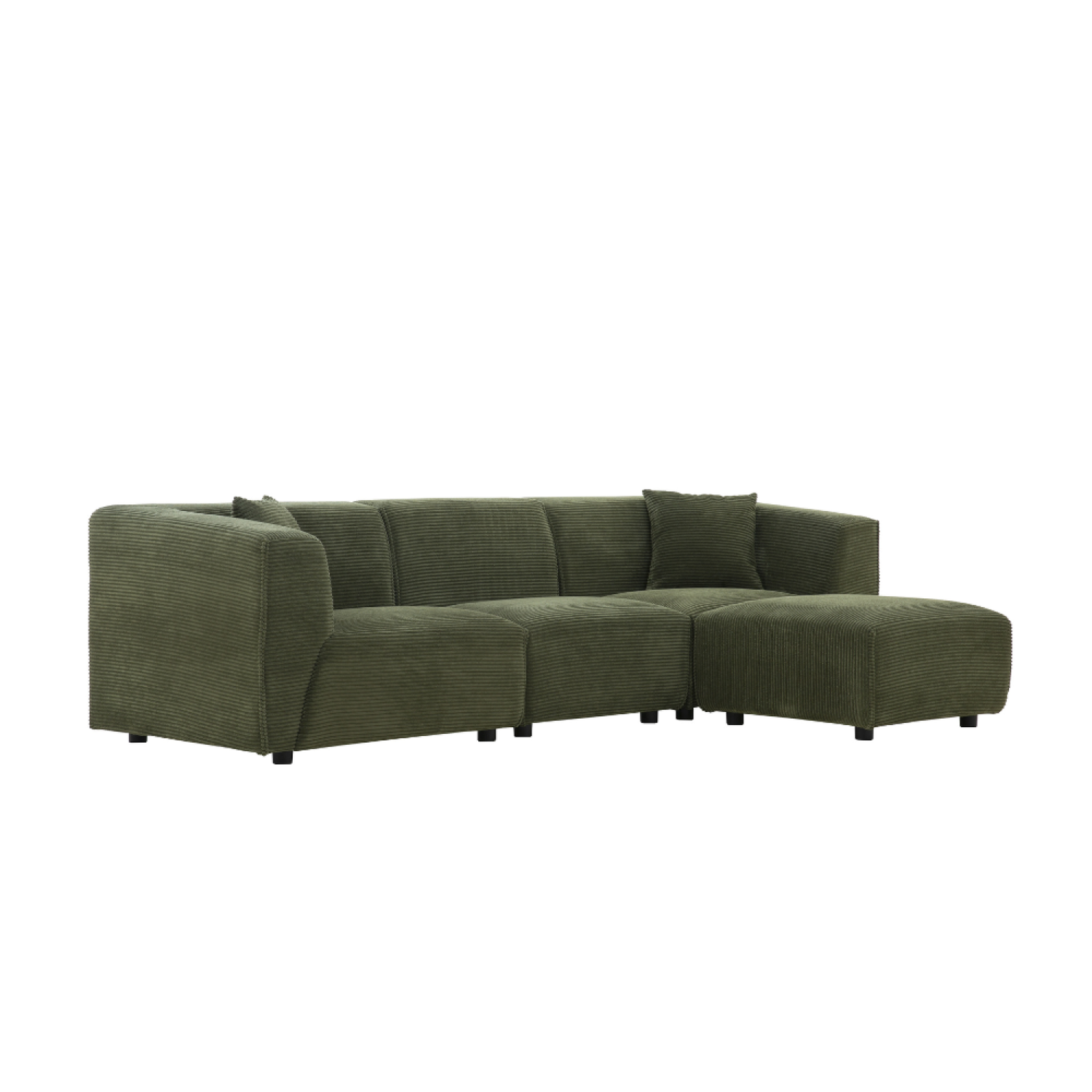Voir la diapositive 3 : CONCEPT USINE Canapé 3 places + 1 pouf en velours côtelé vert monroe