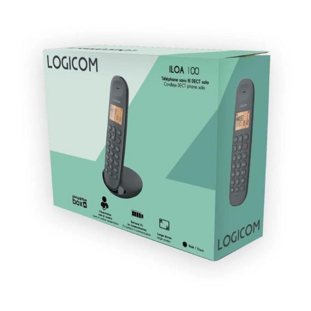 Logicom Téléphone fixe sans fil - LOGICOM - DECT ILOA 150 SOLO - Ardoise - Sans répondeur