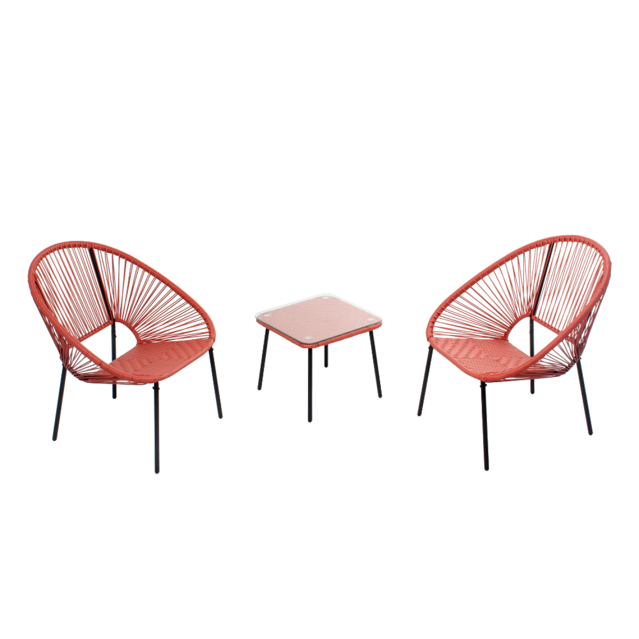 CONCEPT USINE Set de 2 fauteuils + table basse terracota acapulco