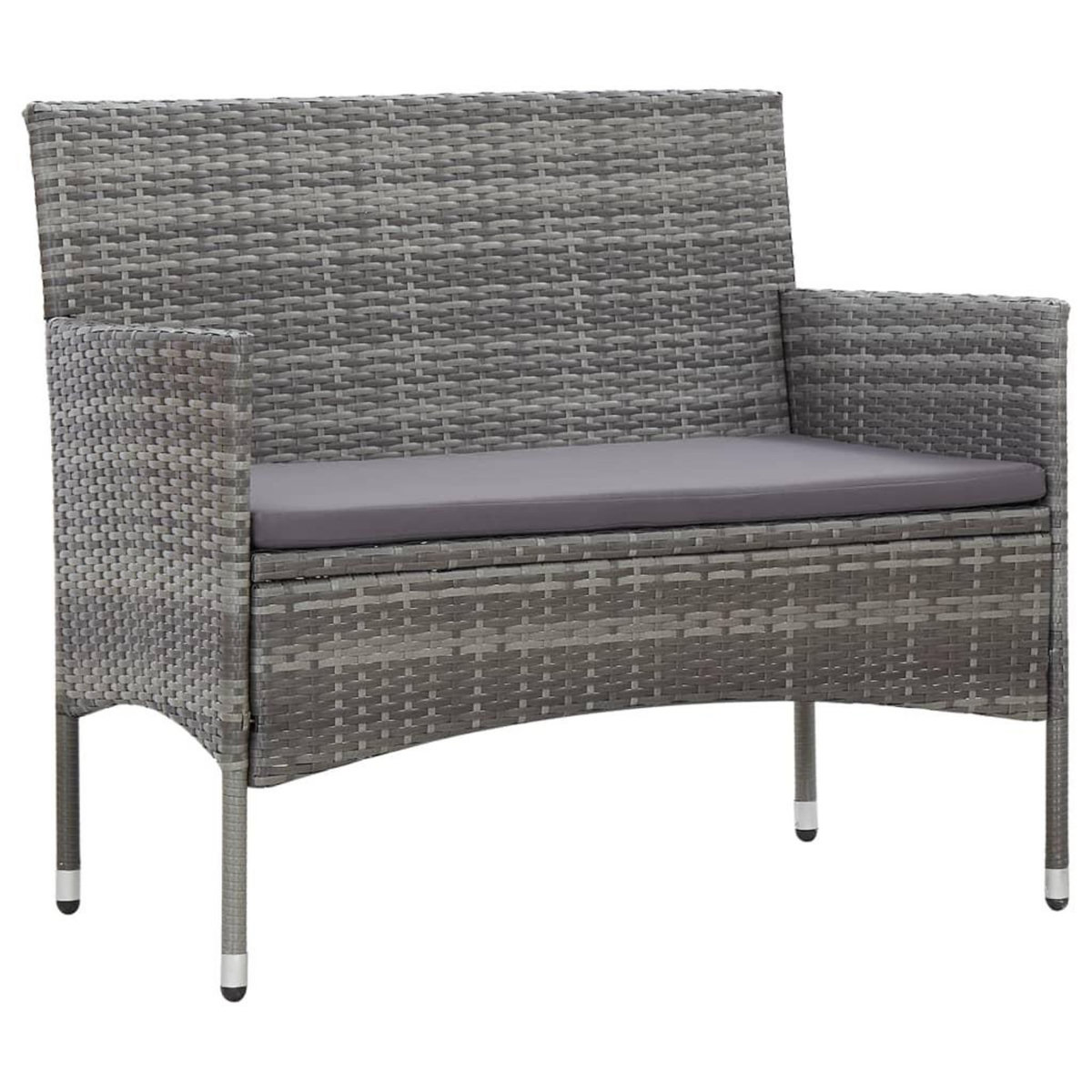 VIDAXL Salon de jardin 4 pcs avec coussins resine tressee gris