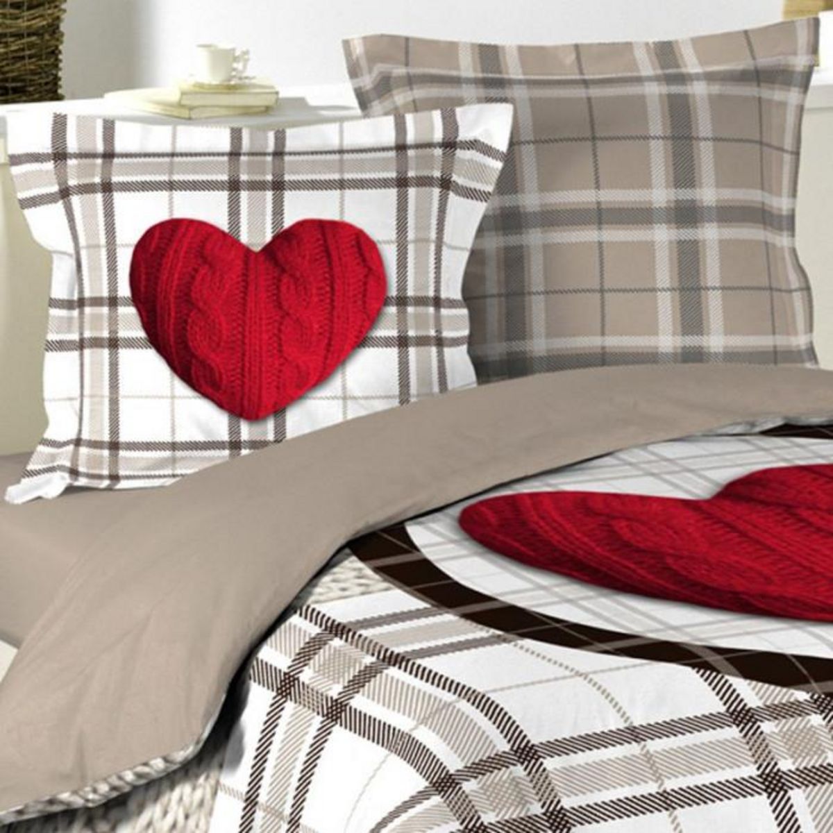 Paris Prix Parure de Lit 3 Pièces  Love Mountain  240x220cm Beige