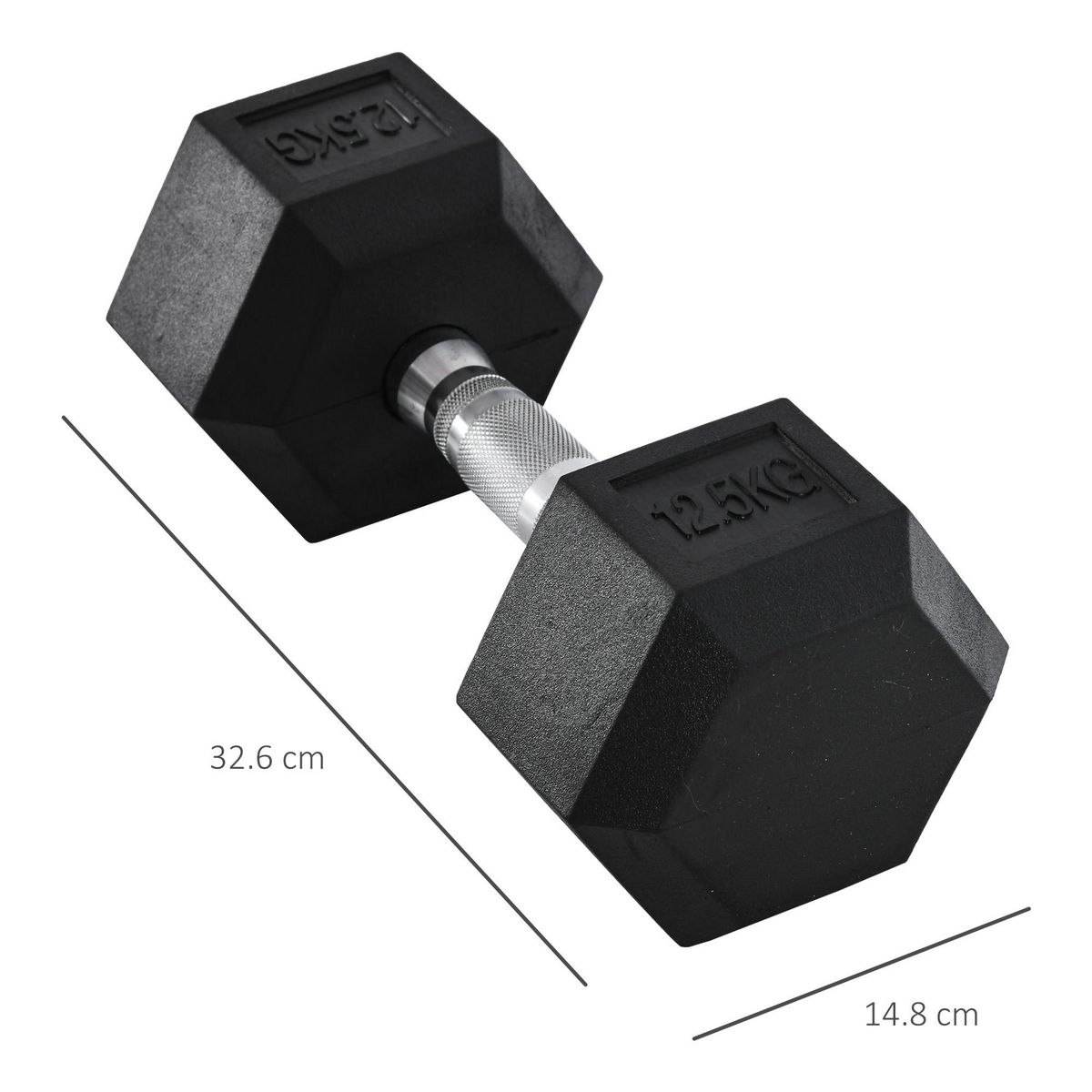 HOMCOM Haltère hexagonal 12,5 Kg - hexagon dumbbell musculation fitness - fonte caoutchouté