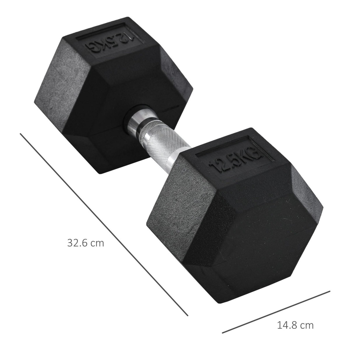 HOMCOM Haltère hexagonal 12,5 Kg - hexagon dumbbell musculation fitness - fonte caoutchouté