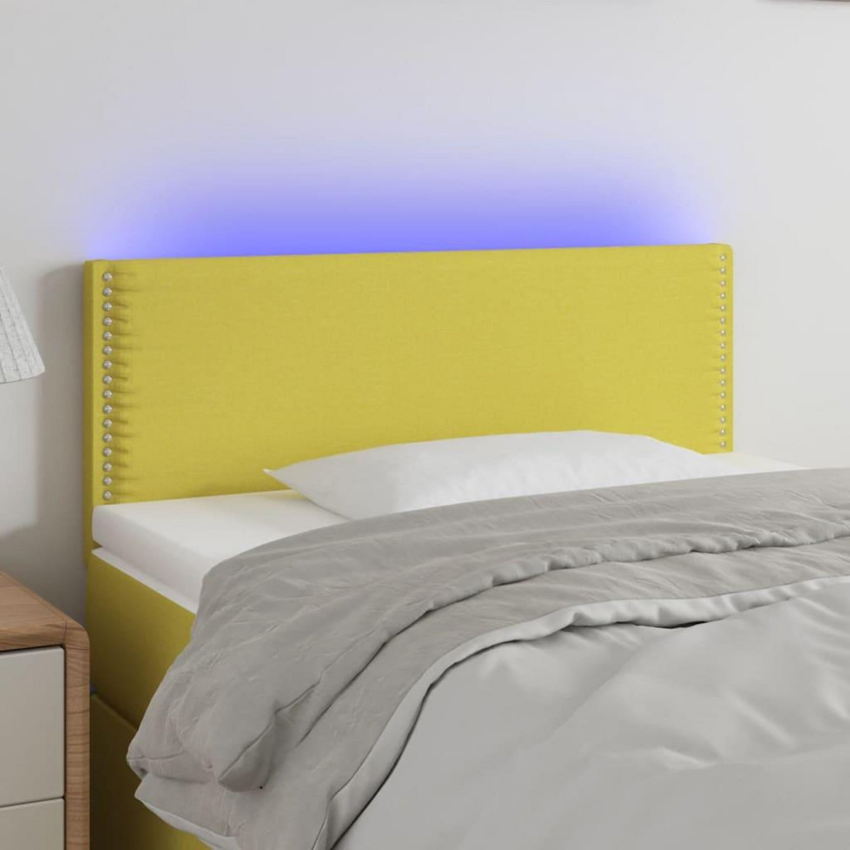 VIDAXL Tete de lit a LED Vert 100x5x78/88 cm Tissu