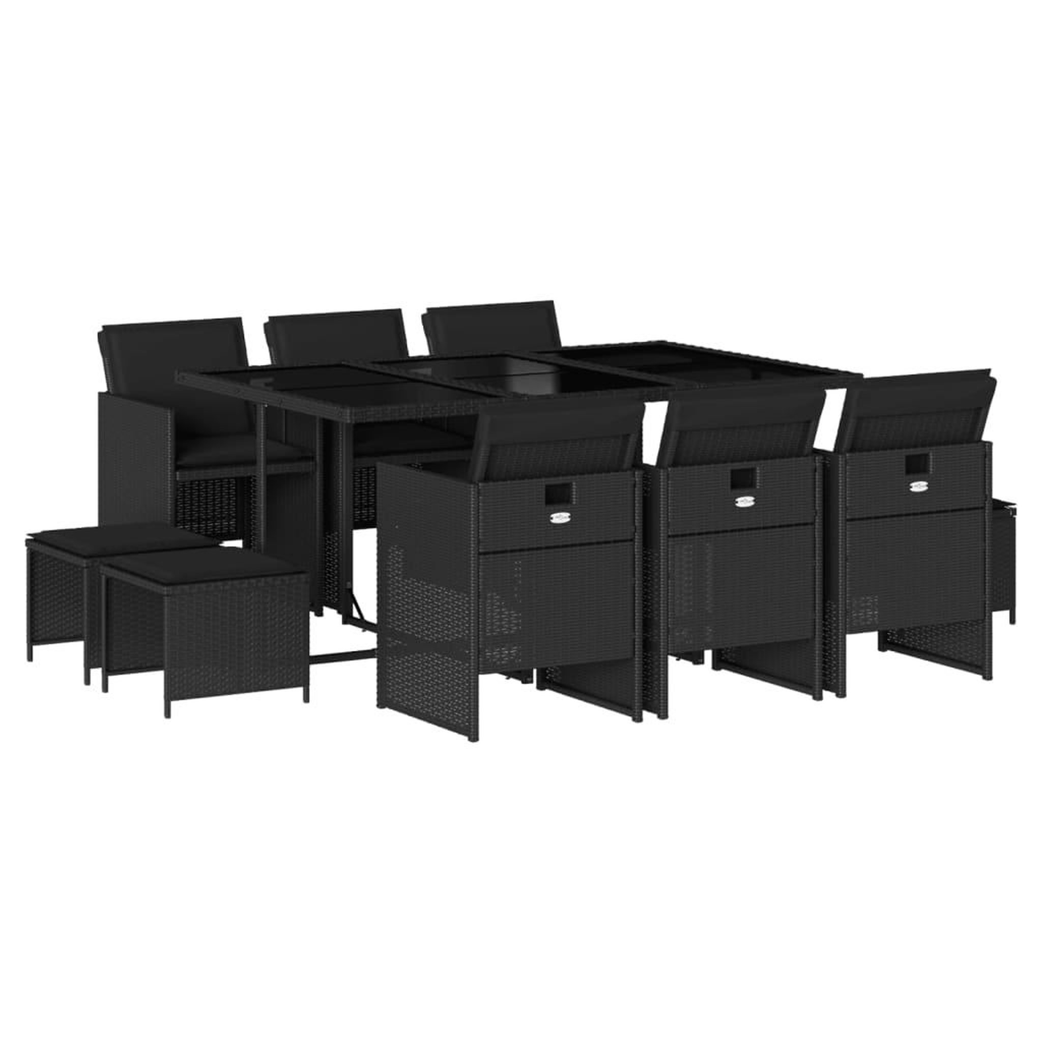 Voir la diapositive 2 : VIDAXL Ensemble a manger de jardin 11 pcs coussins noir resine tressee