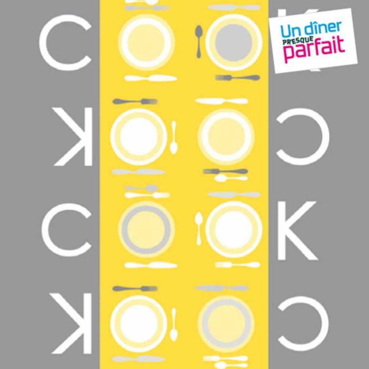 Paris Prix Lot de 20 Serviettes en Papier  Cook  38x38cm Gris & Jaune