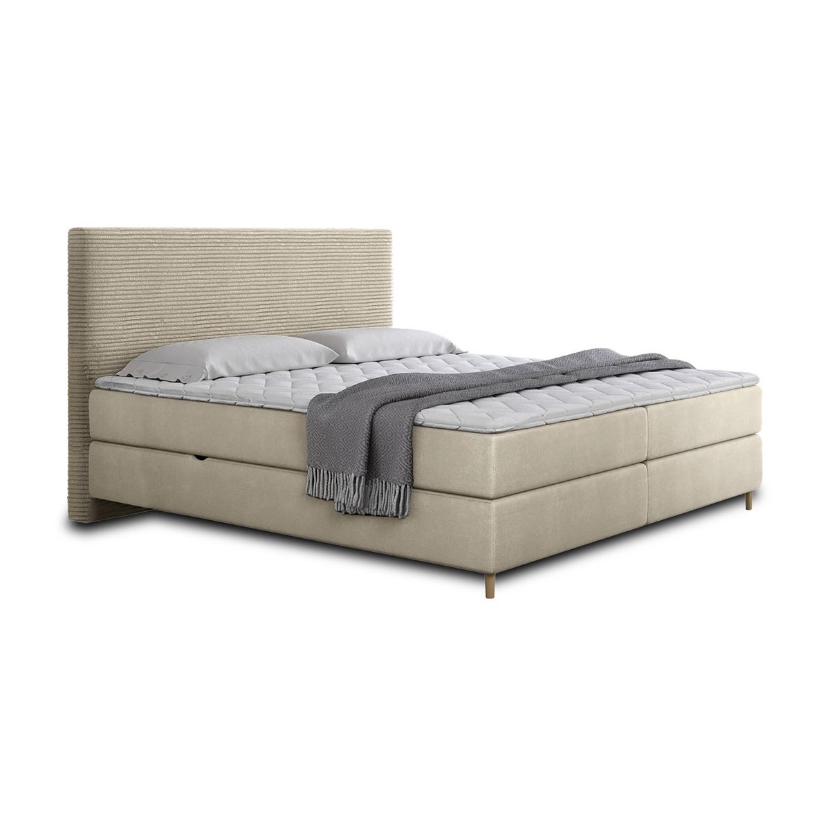 BEST MOBILIER Rafaela - lit boxspring - 140x200 - coffres et surmatelas inclus - en velours