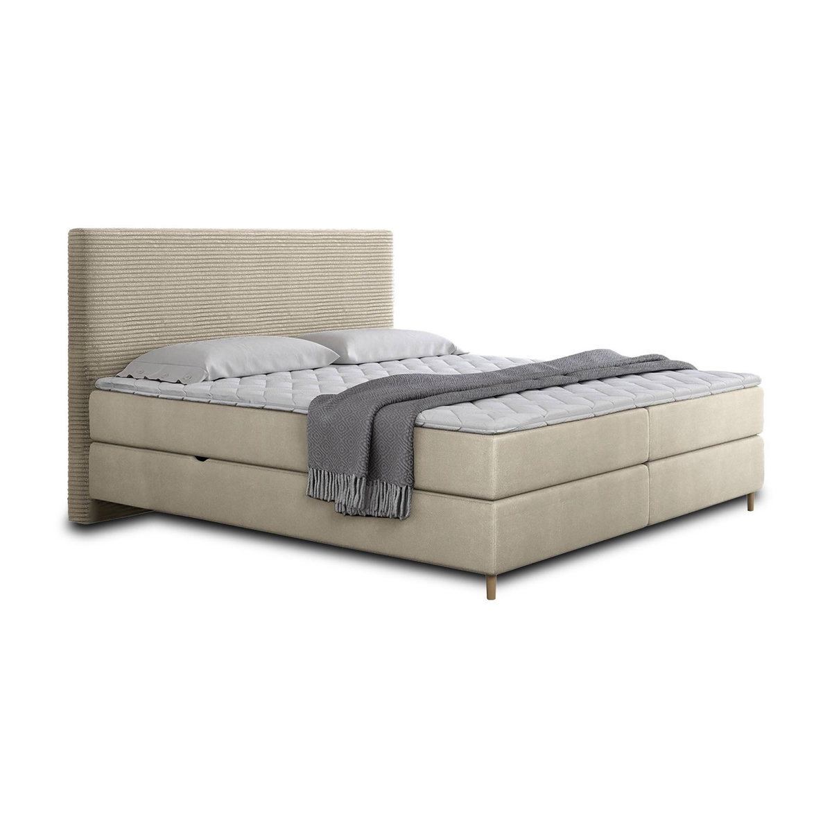 BEST MOBILIER Rafaela - lit boxspring - 140x200 - coffres et surmatelas inclus - en velours