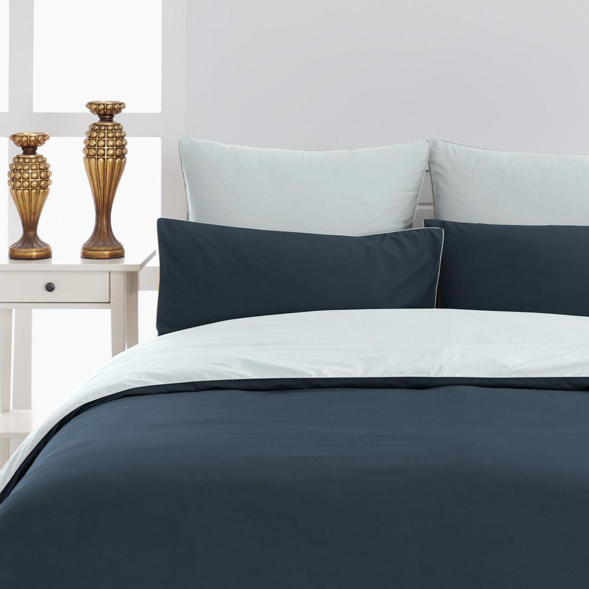 Sensei Maison Housse de couette bicolore en percale coton DOZMARY